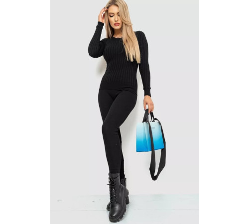 Женская водолазка в рубчик, цвет черный, 204R9031