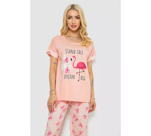 Пижама женская с принтом, цвет персиковый, 243R2088.