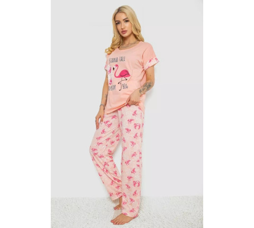Пижама женская с принтом, цвет персиковый, 243R2088.