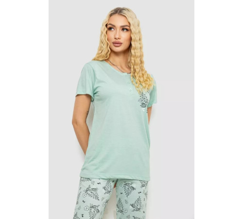 Пижама женская с принтом, цвет мятный, 243R10305.