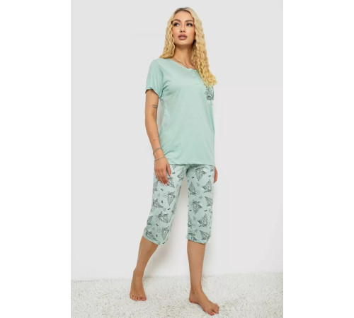 Пижама женская с принтом, цвет мятный, 243R10305.