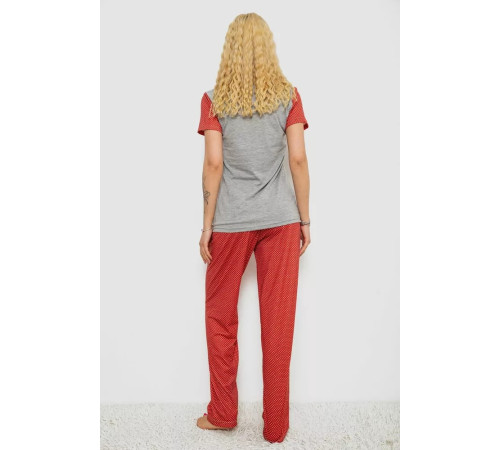 Пижама женская с принтом, цвет серо-терракотовый, 243R15739.