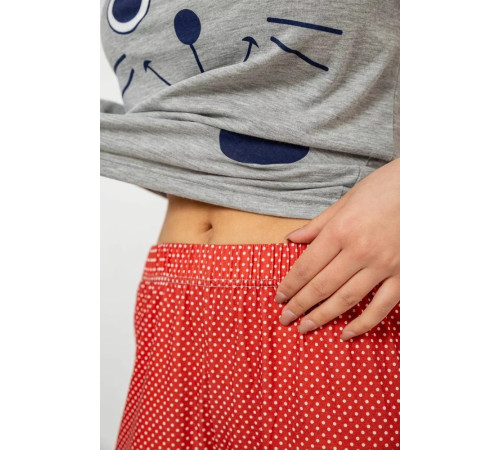 Пижама женская с принтом, цвет серо-терракотовый, 243R15739.