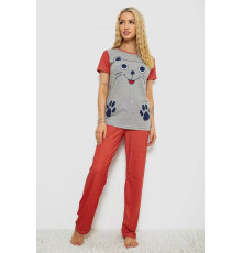 Пижама женская с принтом, цвет серо-терракотовый, 243R15739.