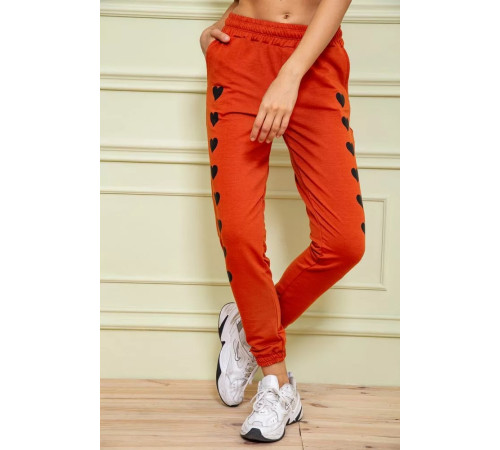 Женские спортивные брюки, с принтом Сердце, цвет терракотовый, 102R212.