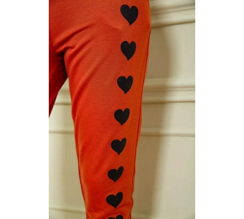 Женские спортивные брюки, с принтом Сердце, цвет терракотовый, 102R212.