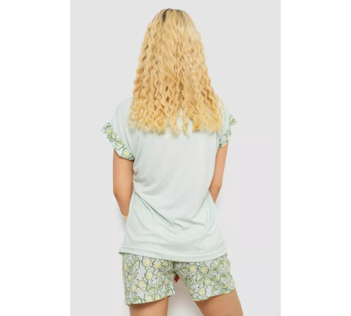 Женская пижама с принтом, цвет мятный, 243R2105