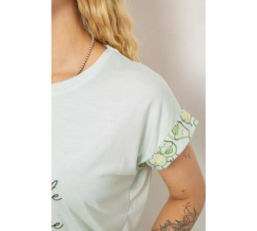 Женская пижама с принтом, цвет мятный, 243R2105