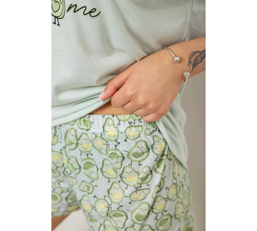 Женская пижама с принтом, цвет мятный, 243R2105