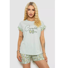 Женская пижама с принтом, цвет мятный, 243R2105