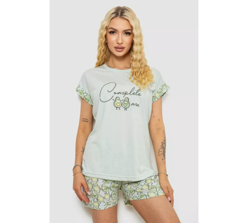 Женская пижама с принтом, цвет мятный, 243R2105