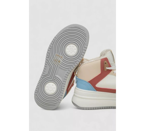 Кросівки жіночі зимові на хутрі, колір біло-червоний, 248RAM09-96