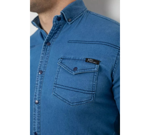 Рубашка мужская джинсовая, цвет синий, 214R802