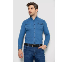 Рубашка мужская джинсовая, цвет синий, 214R802