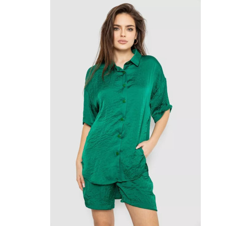 Костюм женский однотонный, цвет темно-зеленый, 119R0038-2.