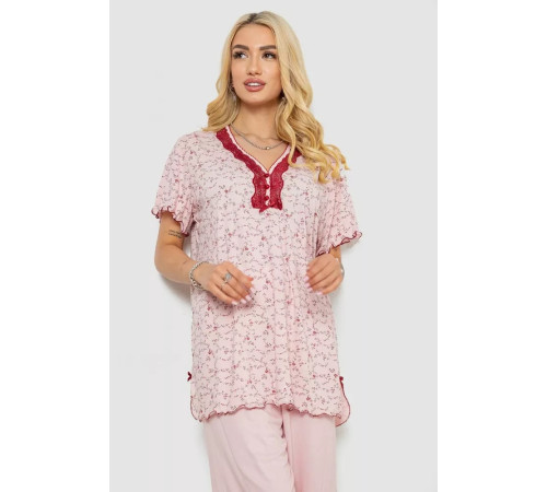 Женская пижама с принтом, цвет розовый, 243R7081