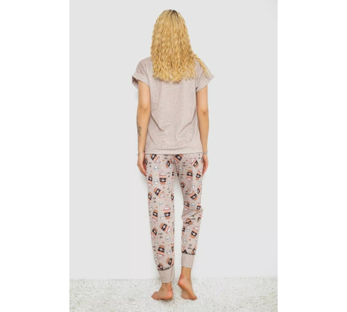 Женская пижама с принтом, цвет бежевый, 243R6006