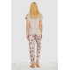 Женская пижама с принтом, цвет бежевый, 243R6006