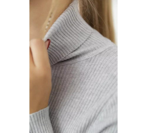 Стильный женский гольф в рубчик, цвет светло-серый, 204R001.