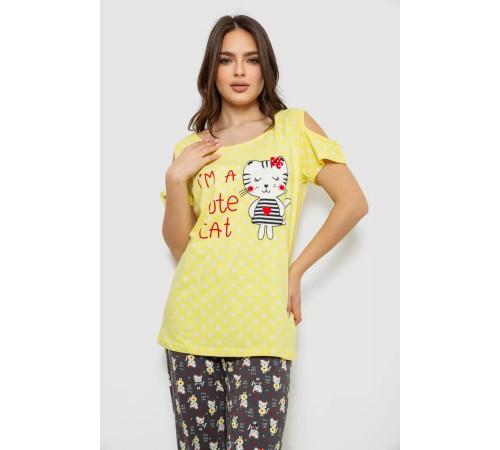 Женская пижама с принтом, цвет желтый, 243R903067.