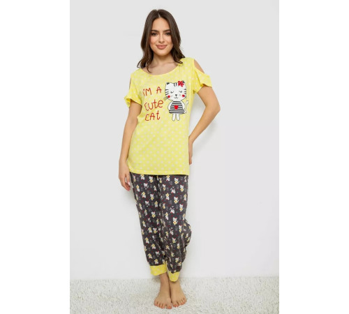 Женская пижама с принтом, цвет желтый, 243R903067.