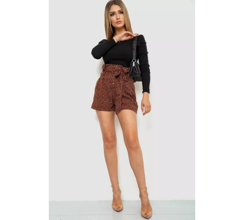 Шорты женские шифоновые, цвет коричнево-черный, 244R079