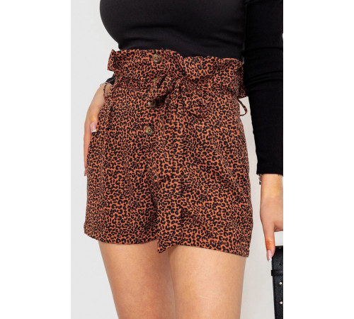 Шорты женские шифоновые, цвет коричнево-черный, 244R079