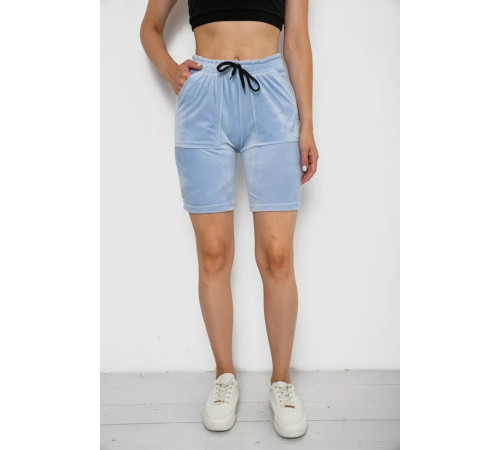 Шорти жіночі однотонні велюрові, колір блакитний, 238R58169