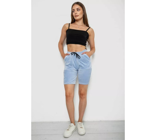 Шорти жіночі однотонні велюрові, колір блакитний, 238R58169