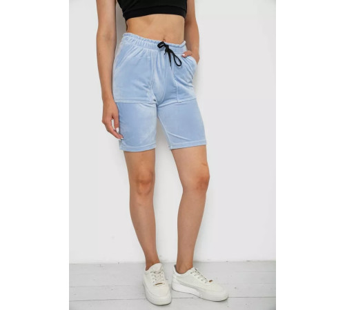 Шорти жіночі однотонні велюрові, колір блакитний, 238R58169