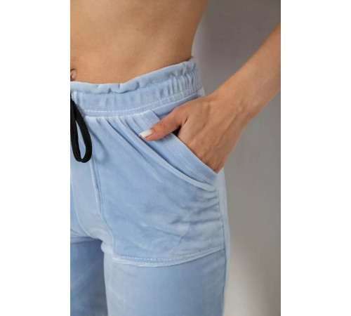 Шорти жіночі однотонні велюрові, колір блакитний, 238R58169