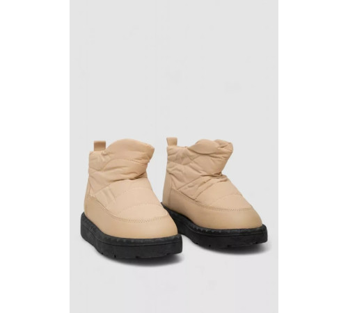 Дутики жіночі зимові на хутрі, колір чорно-бежевий, 248RFM09