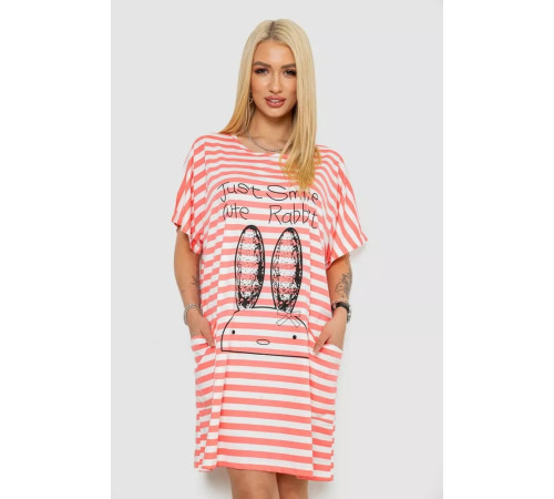 Ночная рубашка в полоску, цвет розово-белый, 238R15022.