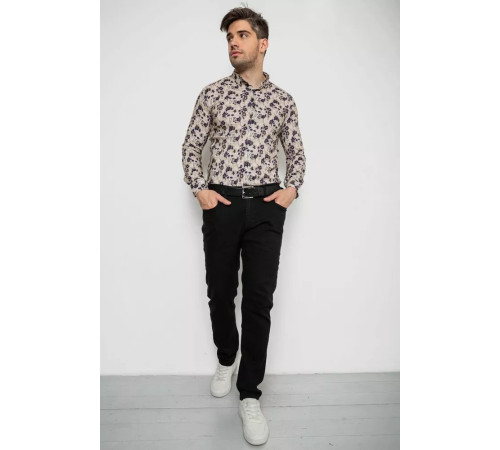 Рубашка мужская с принтом, цвет бежевый, 214R1046