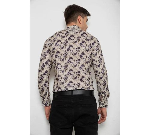 Рубашка мужская с принтом, цвет бежевый, 214R1046