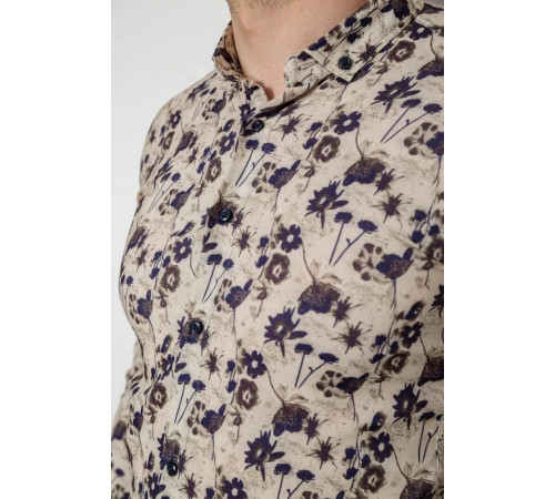 Рубашка мужская с принтом, цвет бежевый, 214R1046