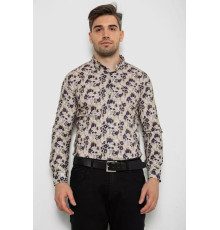 Рубашка мужская с принтом, цвет бежевый, 214R1046