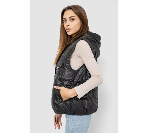 Женский женский однотонный с капюшоном, цвет черный, 244R810.