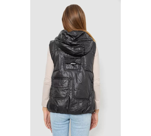 Женский женский однотонный с капюшоном, цвет черный, 244R810.