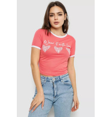 Футболка-топ жіноча з принтом, колір кораловий, 244R504
