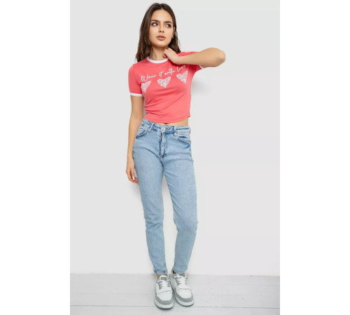 Футболка-топ жіноча з принтом, колір кораловий, 244R504