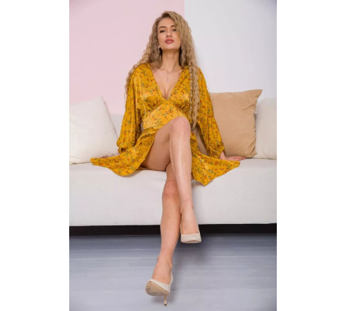 Вільна сукня, в квітковий принт, колір Гірчичний, 115R0463-2