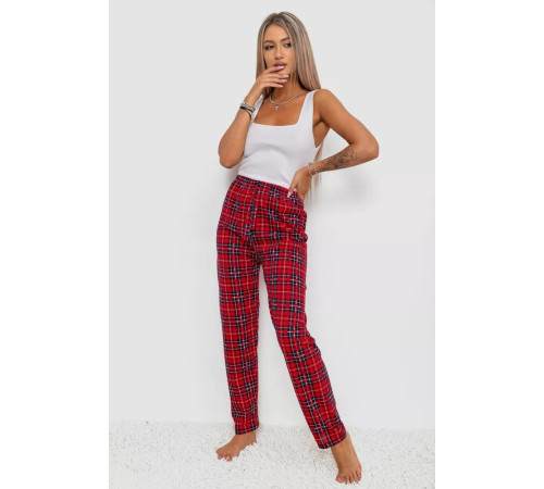 Штани жіночі домашні в клітинку, колір червоний, 238R57854-3