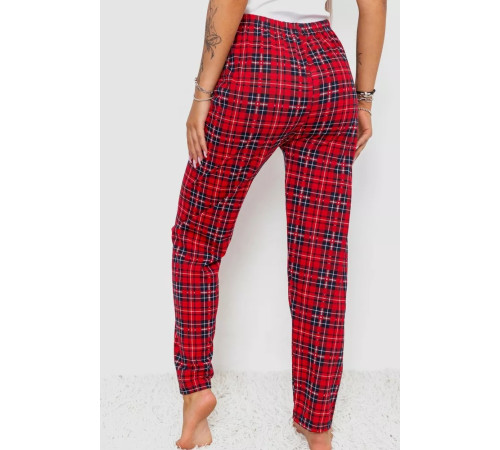 Штани жіночі домашні в клітинку, колір червоний, 238R57854-3