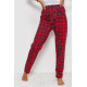 Штани жіночі домашні в клітинку, колір червоний, 238R57854-3