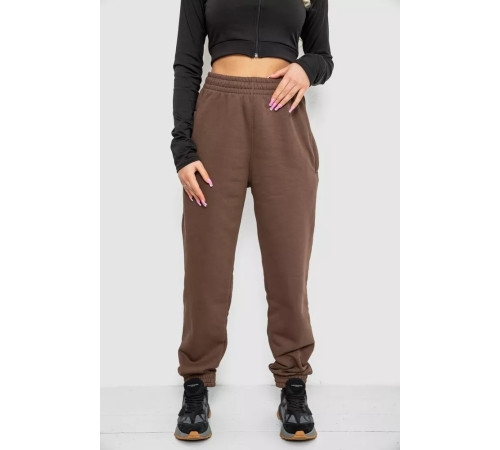 Спортивні штани жіночі на флісе, колір коричневий, 102R415-1
