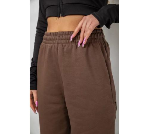 Спортивні штани жіночі на флісе, колір коричневий, 102R415-1