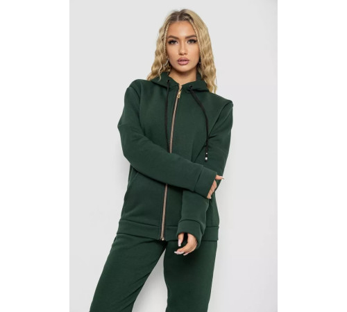 Спортивний костюм жіночий на флісі, колір темно-зелений, 244R7777