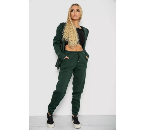 Спортивний костюм жіночий на флісі, колір темно-зелений, 244R7777