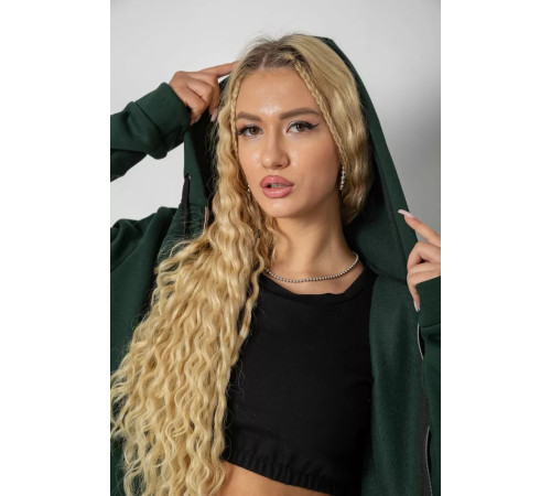 Спортивний костюм жіночий на флісі, колір темно-зелений, 244R7777